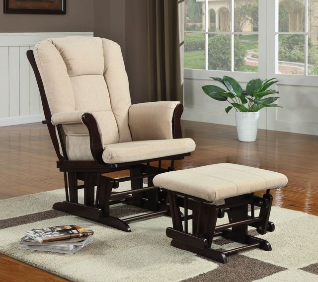 Coaster® 2-Piece Beige Espresso Glider Rocker Set-1