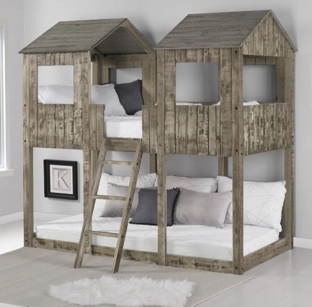 Donco Kids Tower Rustic Dirty White Youth Twin/ Twin Bunkbed-1
