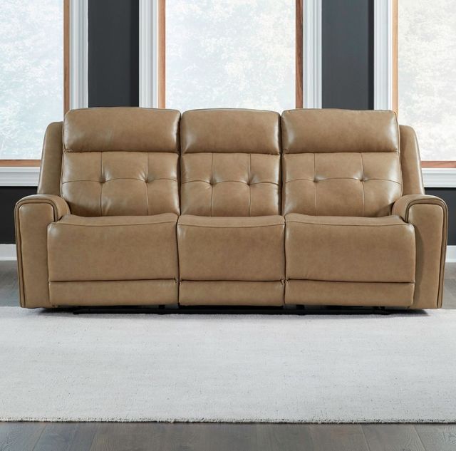 Liberty Furniture Carrington York Sand Leather Power Reclining Sofa-2
