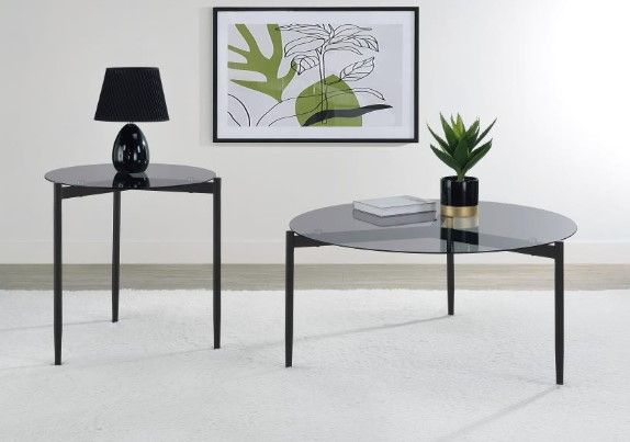 Coaster® Rosalie Smoked Glass Top Cocktail Table with Sandy Black Base-3