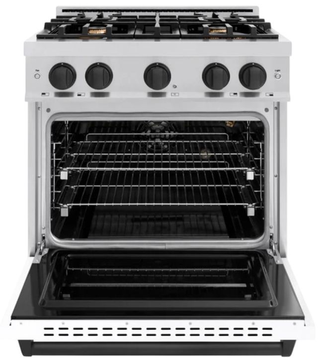 ZLINE Classic Autograph Edition 30" Stainless Steel Pro Style Gas with White Matte Door and Matte Black Accents-1