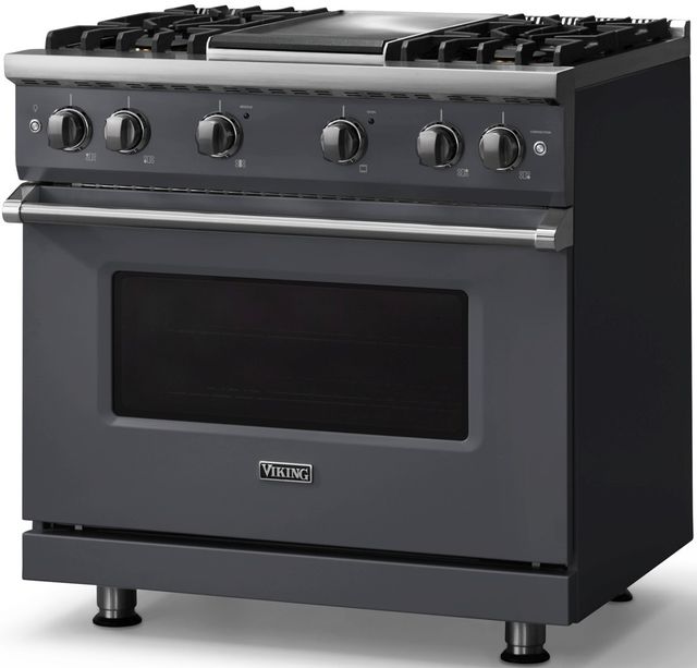 Viking® 5 Series 36" Cast Black Pro Style Gas (LP) Range with Polished Chrome Trim-2
