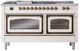 Ilve® Nostalgie II Noblesse 60'' Antique White Pro Style Dual Fuel Range with Burnished Trim-1