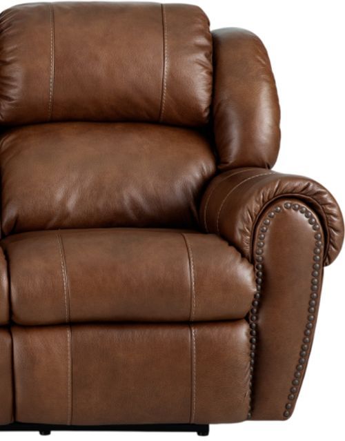HomeStretch Laredo Cognac Leather Manual Reclining Sofa-2