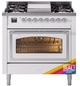Ilve® Nostalgie II Noblesse 36'' Custom RAL Color Pro Style Dual Fuel Range with Chrome Trim-0