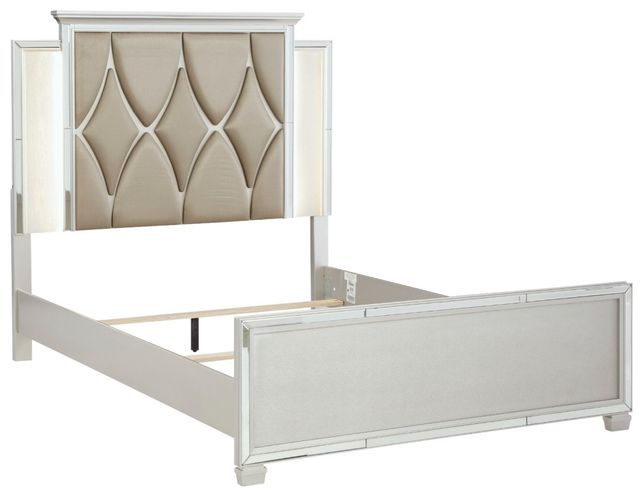 Signature Design by Ashley® Lindenfield 2-Piece Silver Queen Upholstered Panel Bed Set-1