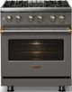 Viking® 5 Series 30" Damascus Gray Pro Style Dual Fuel (LP) Range with Polished Chrome Trim-2