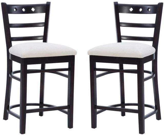 Linon Dotty 2-Piece Dark Brown/Gray Upholstered Bar Stool-0