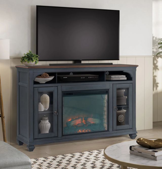 Legends Home Americana Corduroy Blue/Whiskey 66" Fireplace Console-1