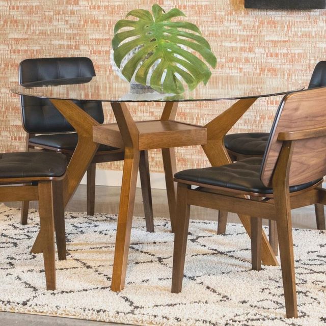 Coaster® Paxton Nutmeg Round Glass Top Dining Table-1