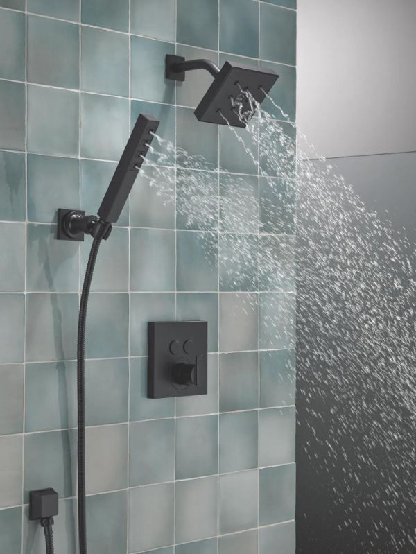 Delta Universal Showering Matte Black 1.75 GPM H2Okinetic® Single-Setting Adjustable Wall Mount Hand Shower-1