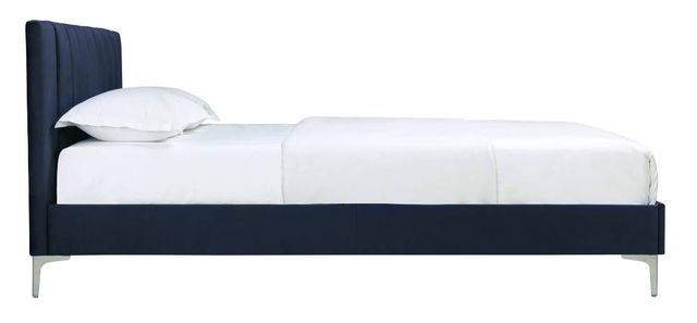 Mazin Furniture Melina Navy Blue Queen Upholstered Platform Bed-2