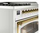 Ilve® Nostalgie II Noblesse 48'' White Pro Style Dual Fuel Range with Brass Trim-4