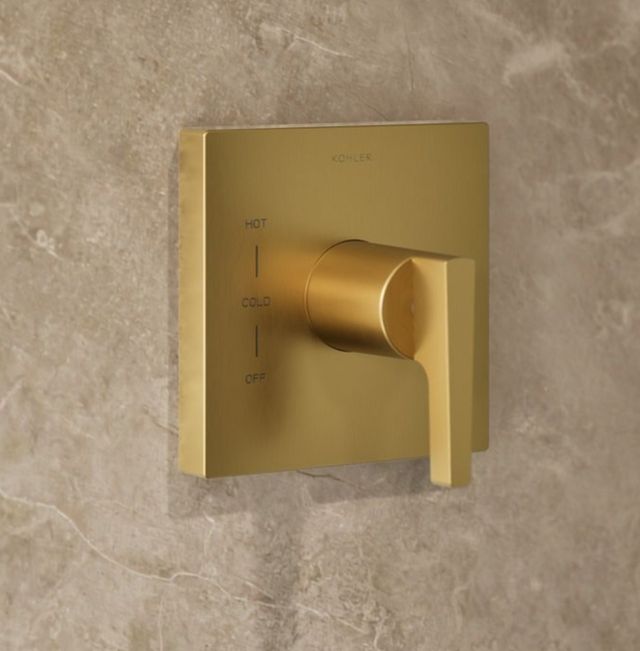 KOHLER® Honesty® Rite-Temp® Vibrant Brushed Moderne Brass Shower Trim Kit-3