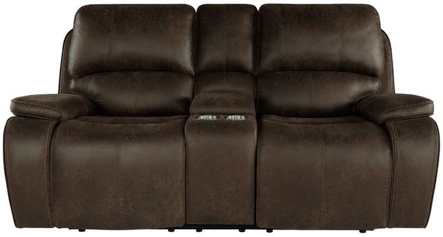 New Classic® Home Furnishings Brookings Brown Dual Manual Reclinining Console Loveseat-2