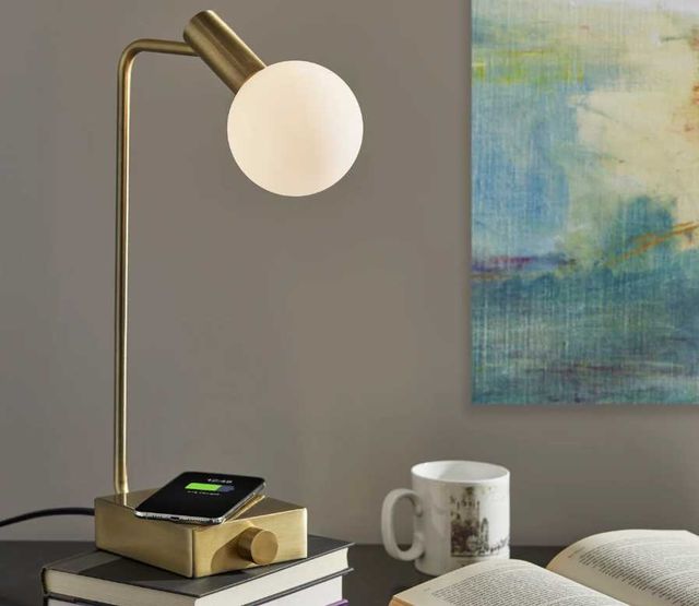 Adesso® Windsor Antique Brass Charging LED Desk Lamp-1