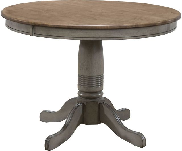 Winners Only® Barnwell Rustic Brown Top Round Dining Table with Gray Base-0