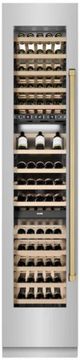 ZLINE Autograph Edition 18" 9.0 Cu. Ft. Triple Zone 68 Bottle Left Hinge Column Wine Cooler in Stainless Steel with Champagne Bronze Accents-3