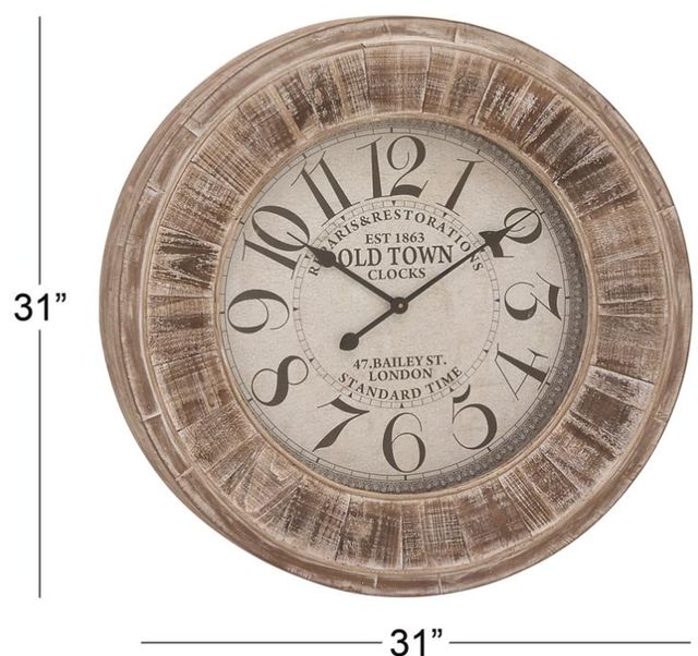 Deco Marche Brown Round Wall Clock-3