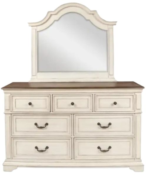 New Classic® Home Furnishings Anastasia 4-Piece Antique White Queen Upholstered Bedroom Set with Chest-3