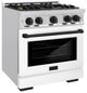 ZLINE Autograph Edition 30" Stainless Steel Pro Style Dual Fuel Range with White Matte Door and Matte Black Accents-2