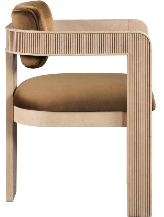 Meridian Furniture Sacha Saddle/Natural Velvet Upholstered Dining Chair-2