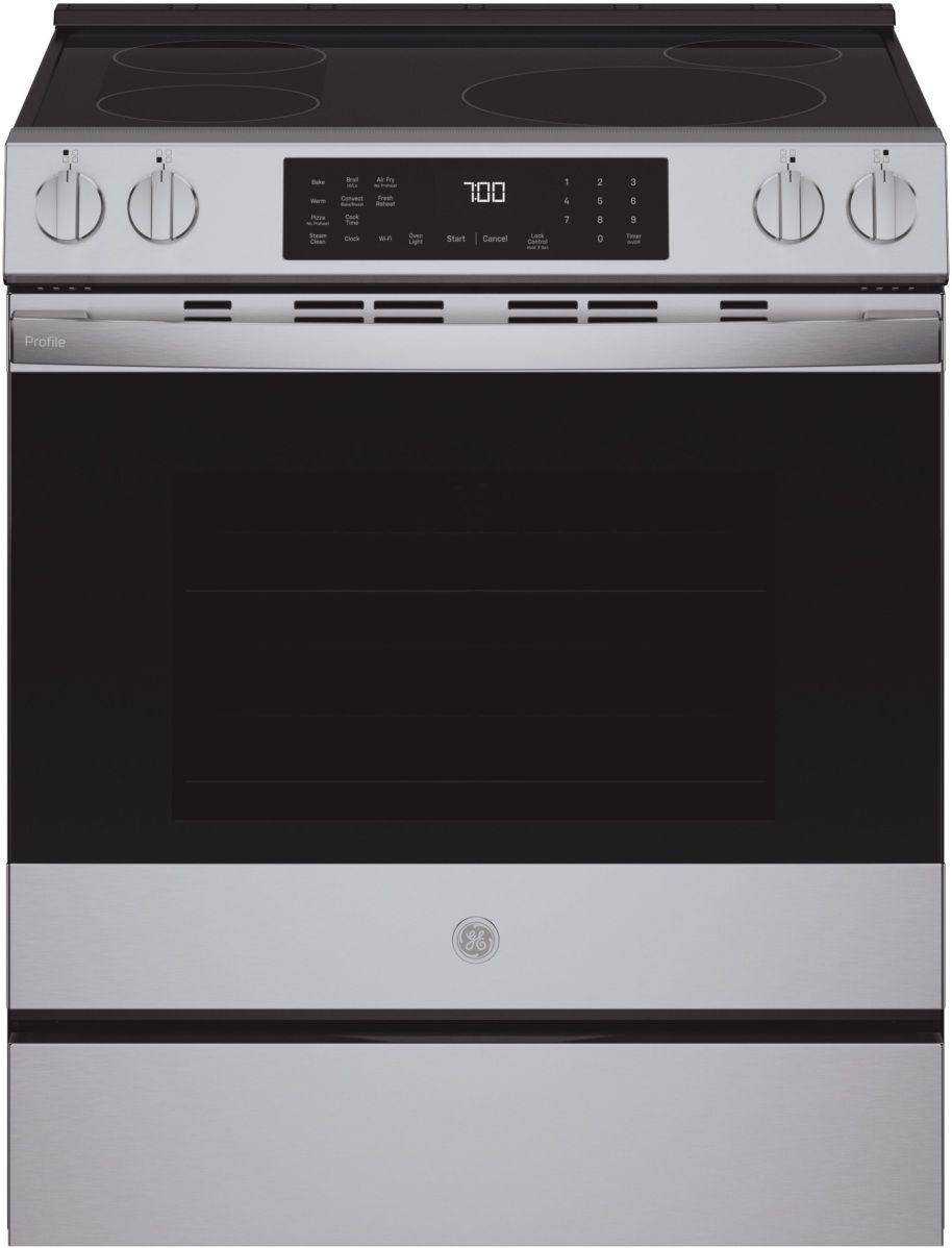 GE Profile™ 30" Fingerprint Resistant Stainless Steel Smart Slide In Induction Range with No Preheat Air Fry and EasyWash™ Oven Tray
