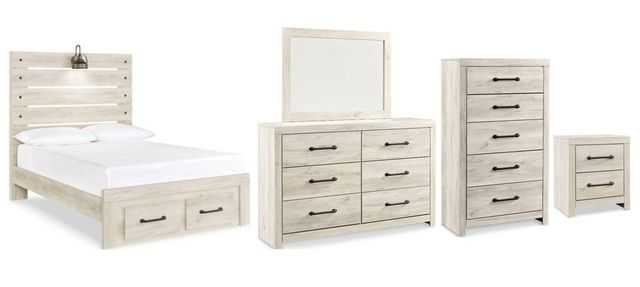 Signature Design by Ashley® Cambeck 5-Piece Whitewash White Full Storage Panel Bed Set-0