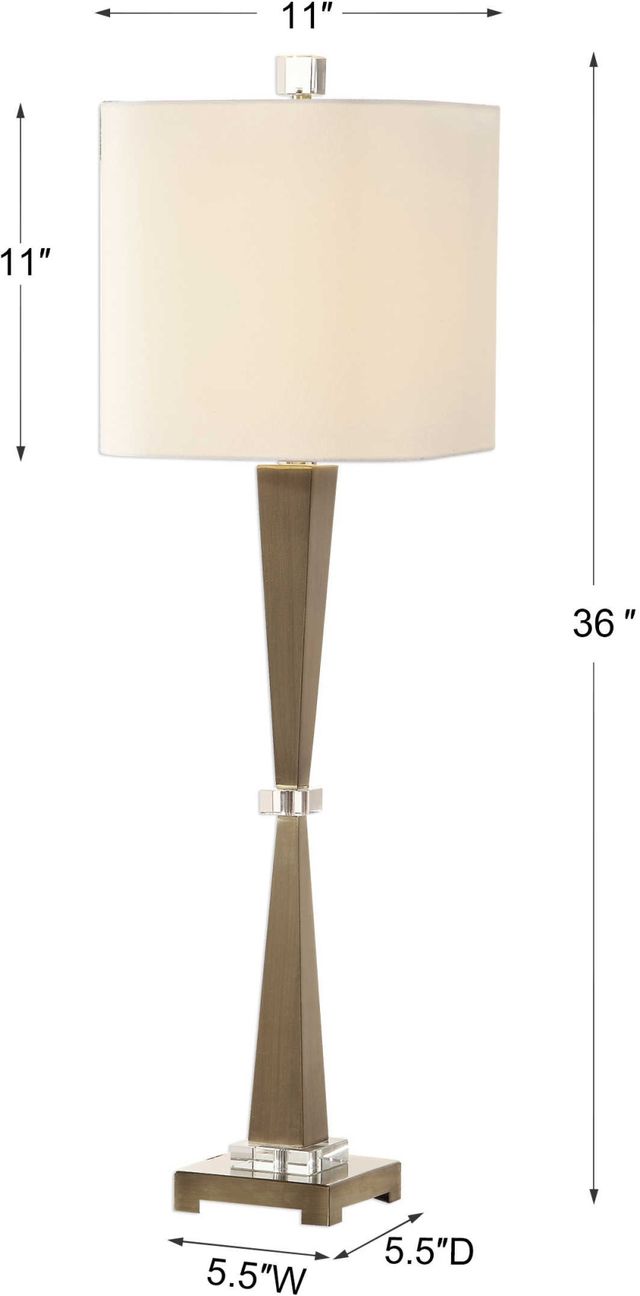 Uttermost® Niccolai Antiqued Brushed Brass Buffet Lamp-2