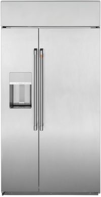 front view of the Café™ 42 in. 24.5 Cu. Ft. Stainless Steel Built In Counter Depth Side-by-Side Refrigerator