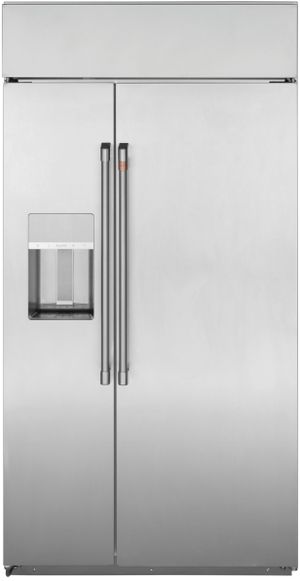 Front view of the Café™ 42 in. 24.5 Cu. Ft. Stainless Steel Built In Counter Depth Side-by-Side Refrigerator