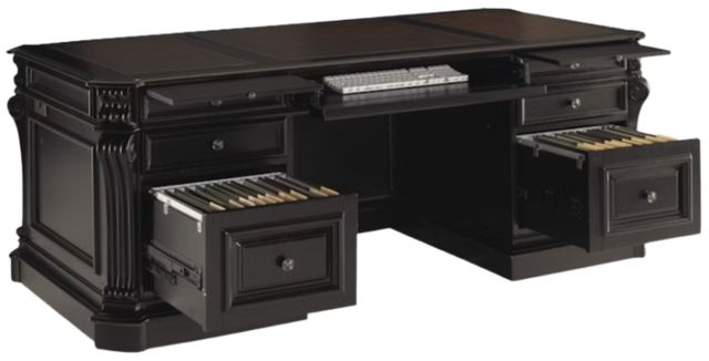 Hooker® Furniture Telluride Black Executive Desk with Leather Panels-2
