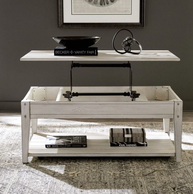 Liberty Furniture Lake House Weathered White Lift Top Cocktail Table-1