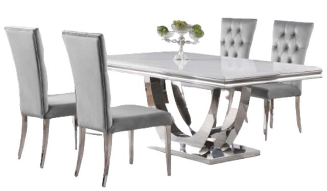 Coaster® Kerwin 5-Piece Chrome/Gray Rectangular Dining Table Set -0