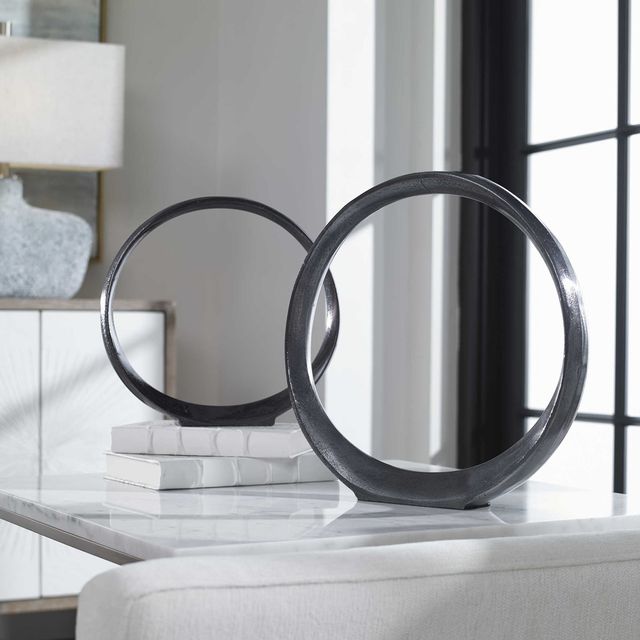 Uttermost® Orbits 2-Piece Black Ring Sculptures Set-2