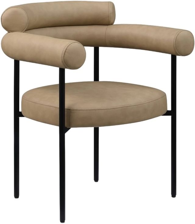Meridian Furniture Blake Tan/Matte Black Leather Dining Arm Chair-0