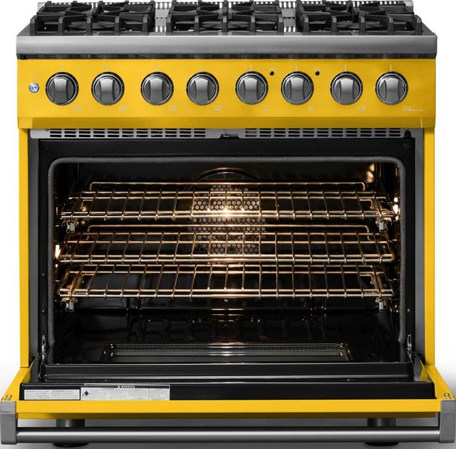 Viking® 5 Series 36" Daffodil Pro Style Dual Fuel (NG) Range with Polished Chrome Trim-1