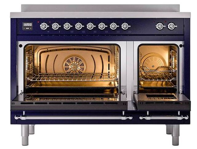Ilve® Nostalgie II Noblesse 48'' Midnight Blue Pro Style Induction Range with Chrome Trim-2