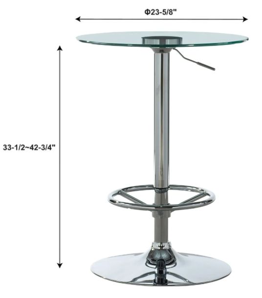 Powell® Placid Glass Top Pub Table with Chrome Base-1