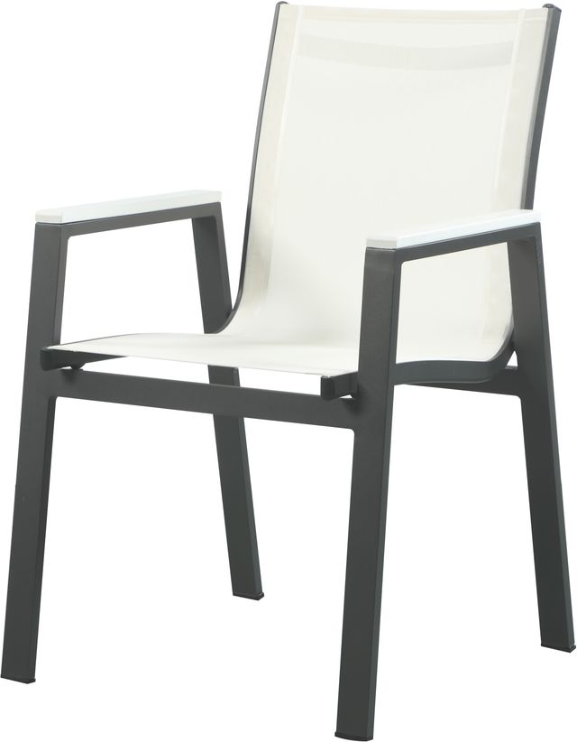 Meridian Furniture Nizuc 2-Piece White Outdoor Patio Mesh Dining Arm Chairs-0