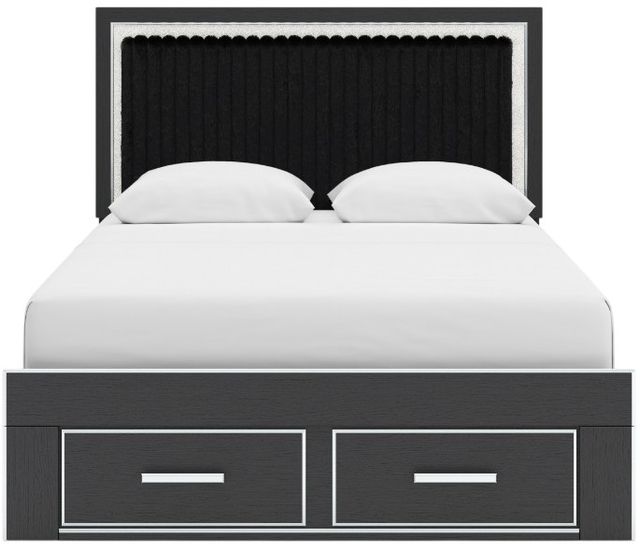 Signature Design by Ashley® Zuraleus Black Queen Upholstered Storage Panel Bed-2