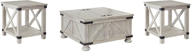 Signature Design by Ashley® Carynhurst 3 Piece Whitewash Living Room Table Set-0