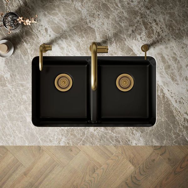 KOHLER® Riverby® Black 33" Undermount Double-Equal Bowl Kitchen Sink-2