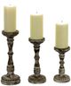 A & B Home 3-Piece Antique Brown Finial Taper/Pillar Holder Set-0