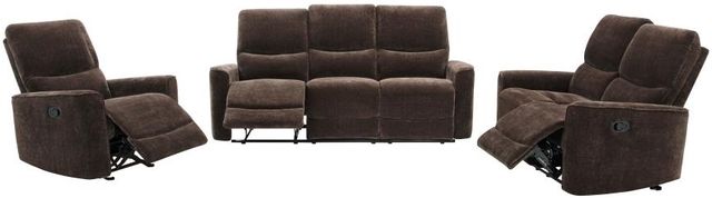 Coaster® Navarro 3-Piece Dark Brown Upholstered Manual Reclining Sofa Set-2