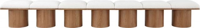 Meridian Furniture Pavilion 7-Piece Cream/Walnut 126" Modular Bench Set-2
