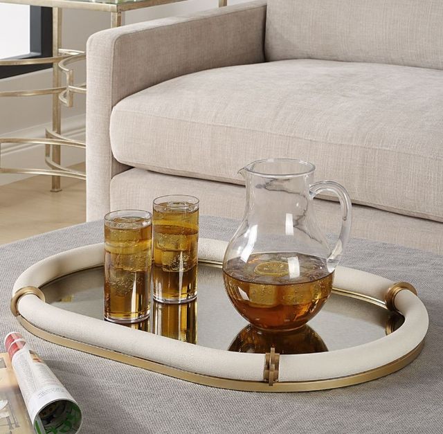 Uttermost® Cyprus Brass/White Oval Tray-1
