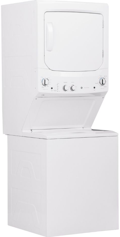 GE® Unitized Spacemaker® 3.8 Cu. Ft. Washer, 5.9 Cu. Ft. Dryer White On White Gas Laundry Center-2