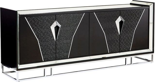 Michael Amini® Carmela Glossy Charcoal Sand Console Table-3
