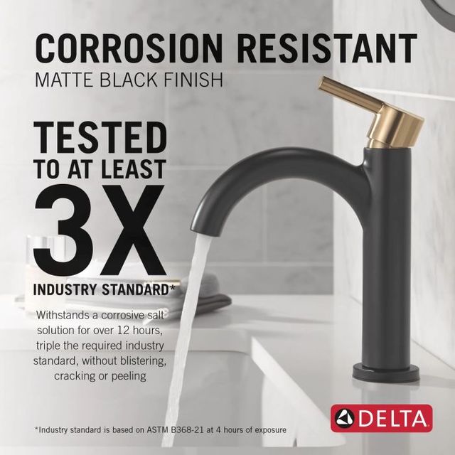 Delta Nicoli® Champagne Bronze/Matte Black Single Handle Bathroom Faucet with Drain-4